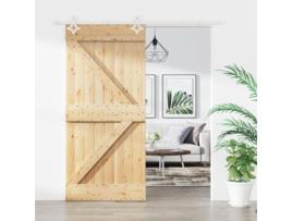 Porta de Correr com Ferragens 95X210 Cm Madeira de Pinho Maciça VIDAXL