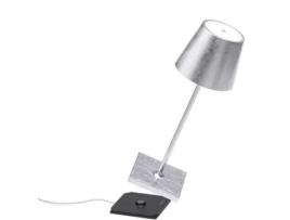 Candeeiro de Mesa Poldina Pro Mini Silver Leaf Led Recarregável e Regulável ZAFFERANO