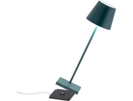 Candeeiro de Mesa Poldina Pro Dark Green Led Recarregável e Regulável ZAFFERANO