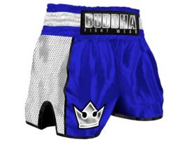 Calções Premium, Retro Unissexo para Boxe BUDDHA FIGHT WEAR Tailandeses Azul (3XL)