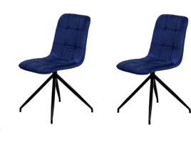 Conjunto de 2 Cadeiras de Jantar Estilo Contemporâneo Cor Azul Índigo Modelo Rosemary FURNITURE STYLE