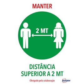 AVERY Etiqueta Adesiva Distância de Segurança ‘Manter Distância Superior a 2m’, A4