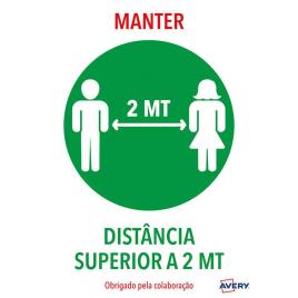 AVERY Etiqueta Adesiva Distância de Segurança ‘Manter Distância Superior a 2m’, A4