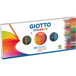 Lápis de Cor Stilnovo, Corpo Hexagonal, Minas de Várias Cores, Pack de 50 Lápis