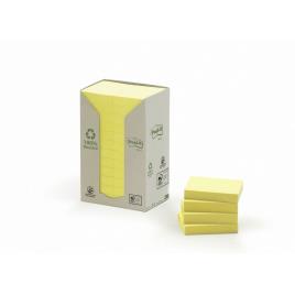 Torre de Notas Aderentes em Papel Reciclado, 38 x 51 mm, Amarelo, 100 Folhas