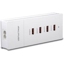 LIFETECH Carregador 4 Portas USB 5V, Branco