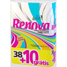 Renova Papel Higiénico de Rolo Padrão, 2 Camadas, Branco