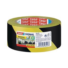tesa Fita de Sinalização Signal Universal, 50 mm x 66 m, Polipropileno, Preto e Amarelo, 58133