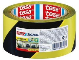 Fita de Sinalização Signal Universal, 50 mm x 66 m, Polipropileno, Preto e Amarelo, 58133