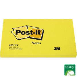 Bloco Notas Aderentes 76 x 127 mm, Amarelo Néon, Pack 6, 100 folhas