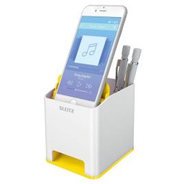 Copo Porta-Lápis WOW Dual Colour Sound, Poliestireno, Branco e Amarelo