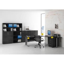 Escritório com 3 Peças Sophie: 2 Secretária e Canto, Preto