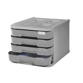 Arquivador de 4 Gavetas, A4, Cinzento Pastel