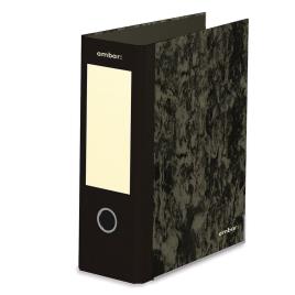 AMBAR Pasta de Arquivo Lombada Larga Folio, A5, Largura da Lombada 80 mm, Cartão duro, Preto