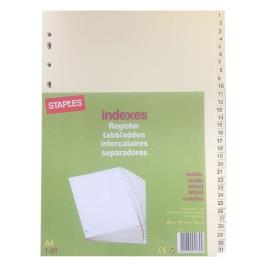 Separador Pré-Impresso, Cartão, 31 Secções, A4