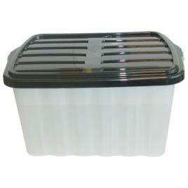 CLI Caixa de Arrumação Multiusos, 18 L, Transparente com Tampa Preta