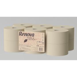 Renova Papel Higiénico Love & Action Jumbo, 2 Camadas, Reciclado, 90 m, Bege