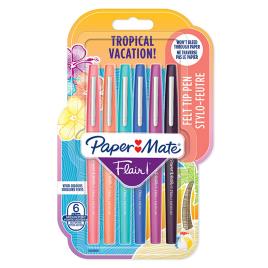 PAPER MATE Caneta com Ponta de Fibra Flair® Tropical, Ponta Média de 0,7 mm, Cores Sortidas