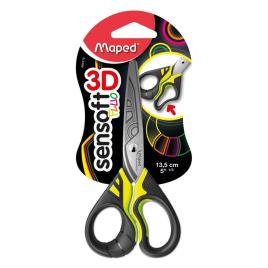 Tesoura Sensoft 3D Fluo, 13 cm, Cabo Cores Sortidas