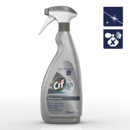 Cif Spray líquido de limpeza profissional de aço inoxidável e vidros azul 750 ml