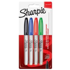 Sharpie Marcador Permanente Classic, Ponta Redonda Fina, 4 Cores Sortidas