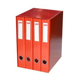 Staples Conjunto 4 Pastas com Caixa, A4, Lombada Estreita, Cartão, Vermelho