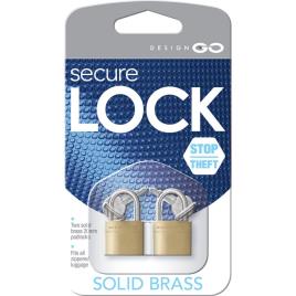 Cadeado com Chave Go Travel, 20 mm, Dourado, Embalagem de 2 Unidades