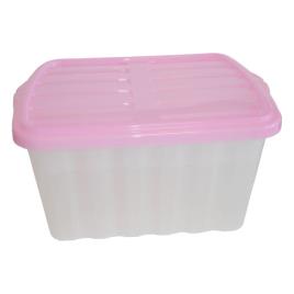 CLI Caixa de Arrumação Multiusos, 30 L, Transparente com Tampa Rosa