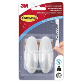 Command Ganchos Designer com tiras resistentes à água, branco, 2 ganchos e 4 tiras médias, 1,4 kg