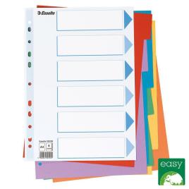 ESSELTE Cartão, Separador em Branco, 6 Secções, A4, Várias Cores