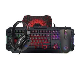 ESMART Conjunto Acessórios Gaming com Teclado, Auscultadores, Rato e Tapete, Preto