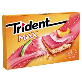Trident Pastilha Elástica Sem Açúcar, Max, Sabor a Melancia/Pêssego, 23 g
