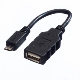 Adaptador Micro USB (M) - USB-A 2.0 (F), Preto