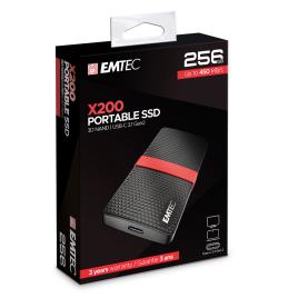 Disco Rígido Externo SSD Power Plus X200, 256 GB, Preto