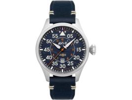 AVI-8 Azul Couro Genuíno Pilot Hawker Hurricane Automático Av-4097-02 Relógio para Homem