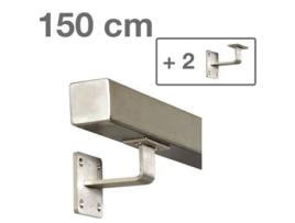 Corrimão Quadrado de Aço Inoxidável 150 Cm 2 Suportes IVOL