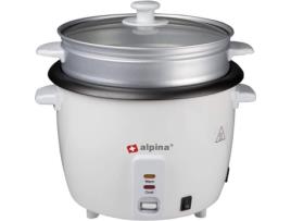 Panela Elétrica de Arroz ALPINA 1,8L 700W Tigela Antiaderente Removível Cesto de Vapor Incluído