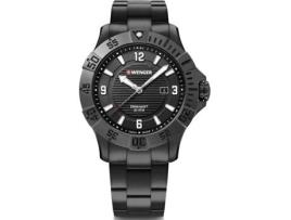 WENGER Preto Aço Inoxidável Seaforce Diver 200M 01.0641.135 Relógio para Homem