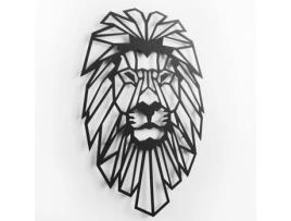 Decoração de Parede KELULY Leão Preto Aço com Carbono 43 X 31 X 13,5 Cm
