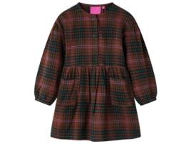 Vestido de Criança VIDAXL Vida Xl Mangas Compridas Padrão Xadrez 104.0 Castanho (104 cm)