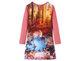 Vestido de Criança VIDAXL Comprida Vida Xl Estampa Veado 140.0 Rosa (140 cm)