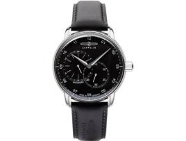 ZEPPELIN Preto Pele de Bezerro New Captains Line Autom. 8662-2 Relógio para Homem