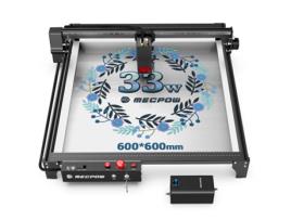 Máquina de Gravação a Laser MECPOW X5 Pro 33W 600X600Mm Área de Gravação 0.08X0.1Mm Ponto a Laser com Assistência Automática de Ar