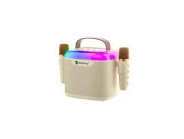 Suporte Coluna Wireless Portátil Microfones Luz Led Rgb APOKIN Bege