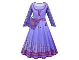 Star Wish Asha Cosplay Roxo Princesa Vestido de Manga Longa Bolsa 160