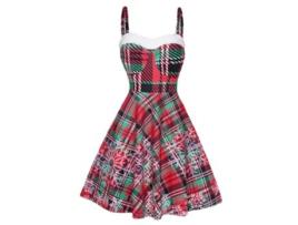 Roupas de Natal Estampadas Sem Alças e Costas Nuas Vestido S