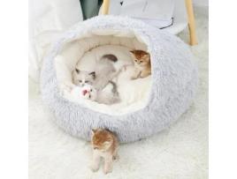 Cesta para Gatos Cama Macia para Cães e Gatos Cesta Quente Semifechada para Animais de Estimação Habitat para Dormir 80 Cm D-Grey RNGCPTO