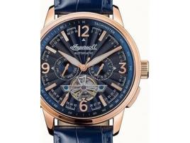 Relógio masculino couro real azul The Regent Automatik I00301B INGERSOLL