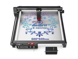 Máquina de Gravação a Laser MECPOW X5 22W 600X600Mm Área de Gravação 0.08X0.1Mm Ponto a Laser com Assistência Automática de Ar