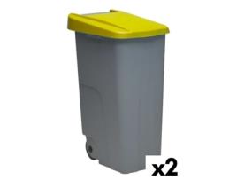Caixote do Lixo com Rodas Denox 85 L Amarelo 58 x 41 x 76 cm